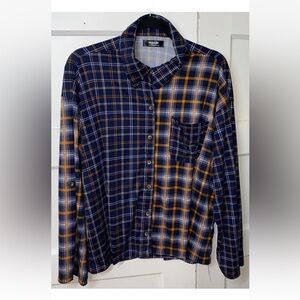 Jolie & Joy Women’s Light Plaid Long Sleeve Shirt Size 2X Blue Orange Broncos